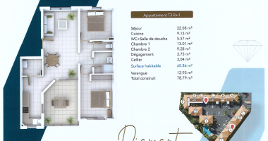 très bel appartement t3 neufs à la vente en rdc ou étage - résidence diamant - loi pinel